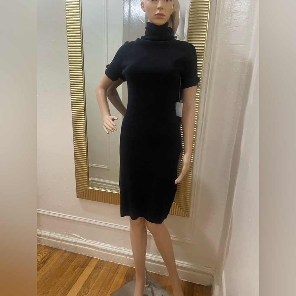 Moda internactional Elegant Black Turtleneck Dress